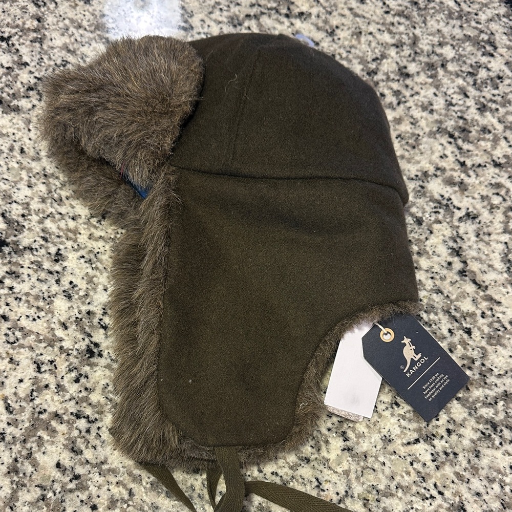 Kangol Brown Hat with Faux Fur Trim